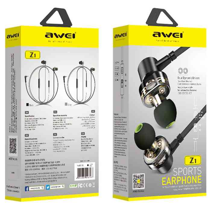 Awei Z1 Dual Driver 3.5mm Wired Earphone price in bangladesh